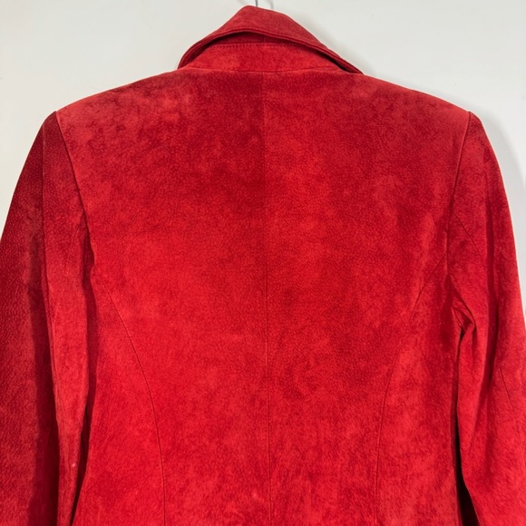 Vintage Danier Red Suede Leather Fall Academia Blazer Jacket Made in Canada XS - Picture 12 of 15